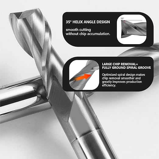 1/4" Micrograin Carbide Square End Mill Set 2 Flute HRC 55 AlTiN Coating End Milling Bits for Milling Alloy Steels, Hardened Steel, CNC Router Bits
