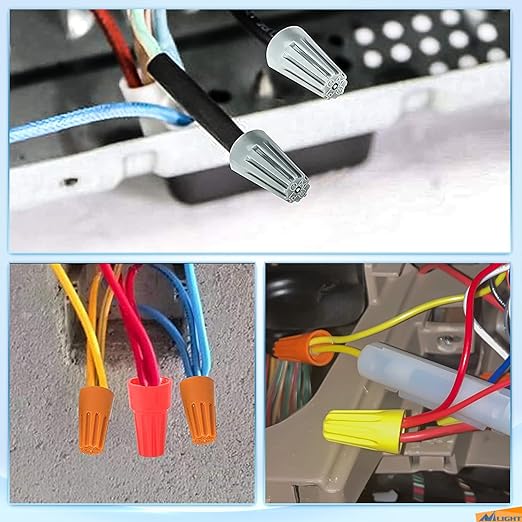 Nilight 220PCS Wire Screw Caps Terminals Kit 5 Sizes Electrical Assortment Spring Thread Insulated Twist on Connectors for 22-12 AWG Wires