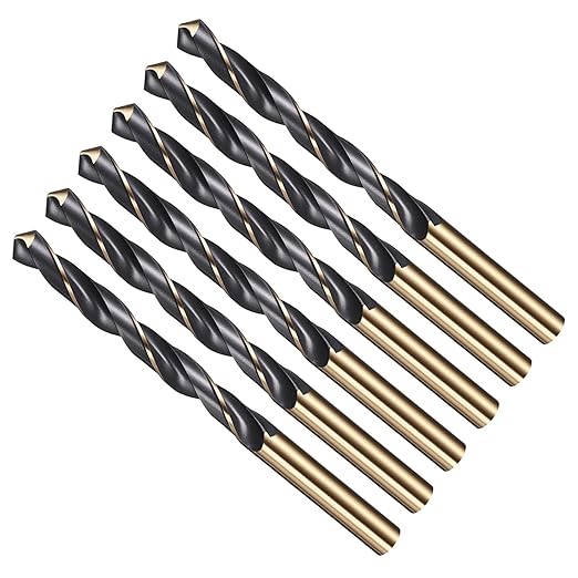 Drill Bit, 10mm Cutting Diameter, 4341 HSS Gold and Black 118° Cutting Angle Number Jobber Bits - (Applications: for Drilling Soft Metal Plastic Wood), 6-Pieces