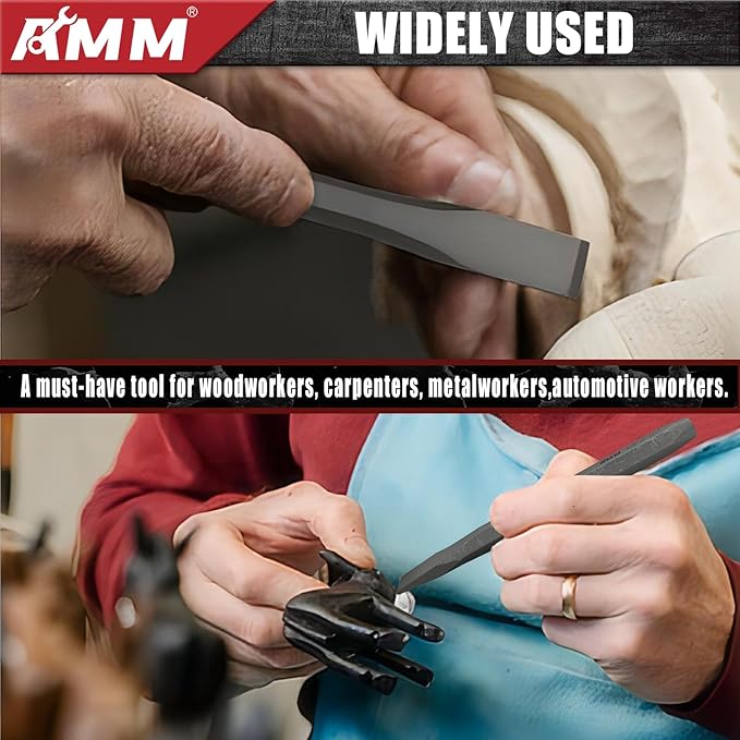 AMM 16PCS Punch and Chisel Set, including Taper Punch, Cold Chisels, Pin Punch and Center Punch, Cr-V for Working with Wood, Metal, Automotive