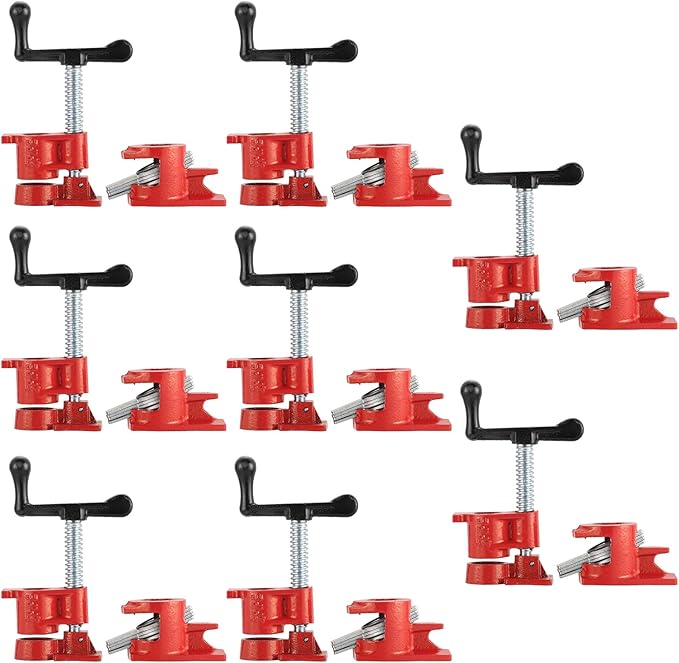 Wood Gluing Pipe Clamp Set | 3/4" Heavy Duty Woodworking Cast Iron Pipe Clamps Quick Release Pipe Wood Clamps (8 Pack, 3/4")