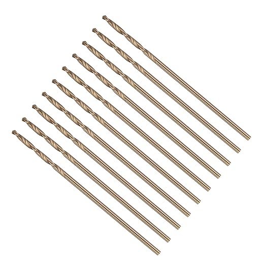 Drill Bit, #55 Cutting Diameter, 4341 HSS Gold Finish 118° Cutting Angle Number Jobber Bits - (Applications: for Drilling Soft Metal Plastic Wood), 10-Pieces