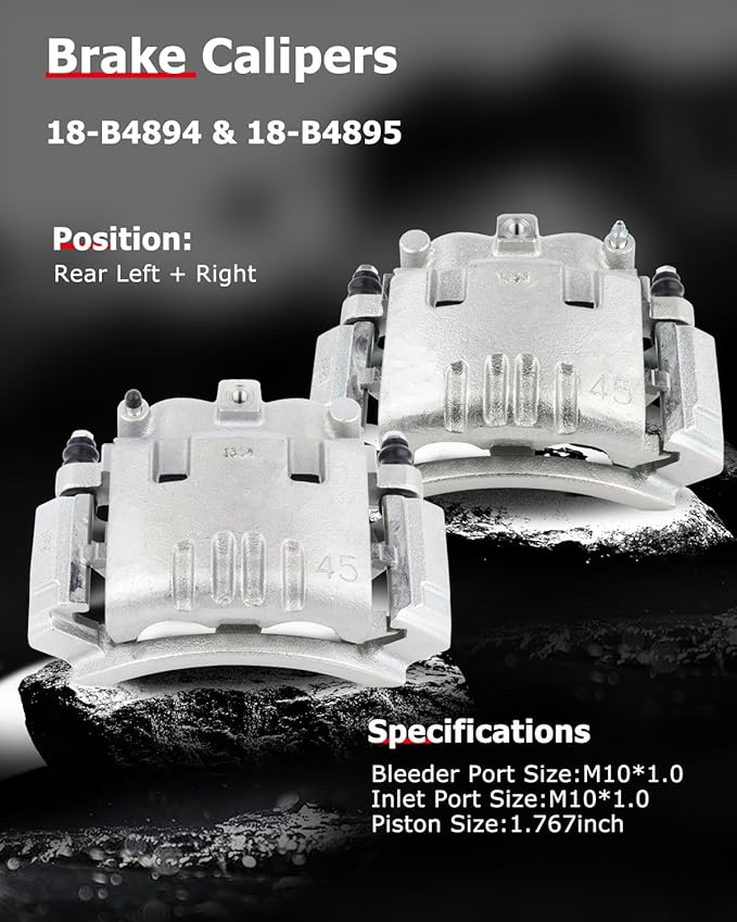 cciyu Rear Left & Right Brake Calipers Assembly w/Bracket 18-B4895 18-B4894 2006-2008 For Dodge For Ram 1500,2003-2008 For Dodge For Ram 2500,2003-2008 For Dodge For Ram 3500