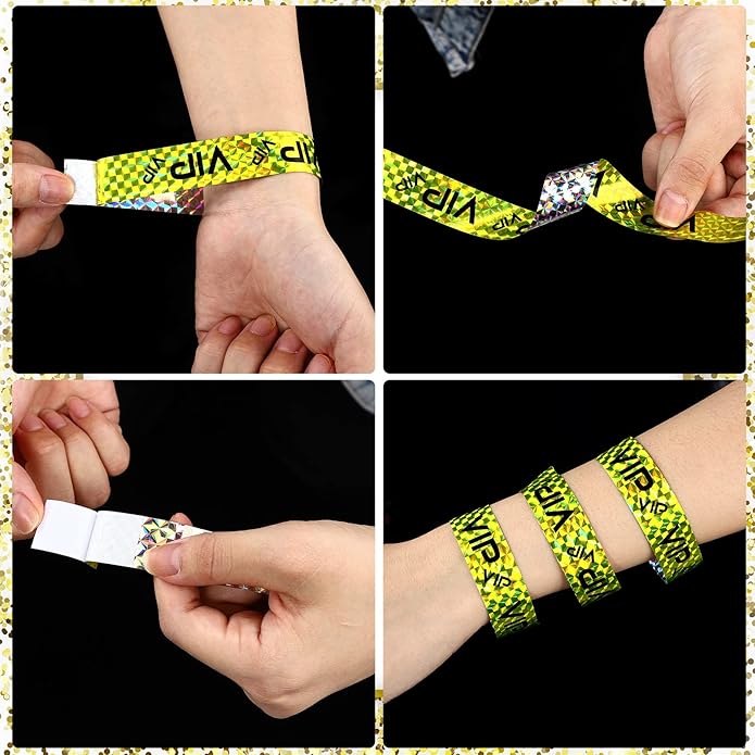 Teling 500 Pack VIP Plastic Wristbands Bracelets Party for Events VIP Custom Wristbands Plastic Bracelets Tear proof Waterproof Wrist Bands Arm Bands for Events Concerts