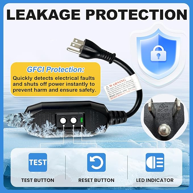 MAXKOSKO in Line Heating Cable Prevents Water Supply from Freezing, CSA Certified Safe for Drinking Water Pipe, 120V 10Ft