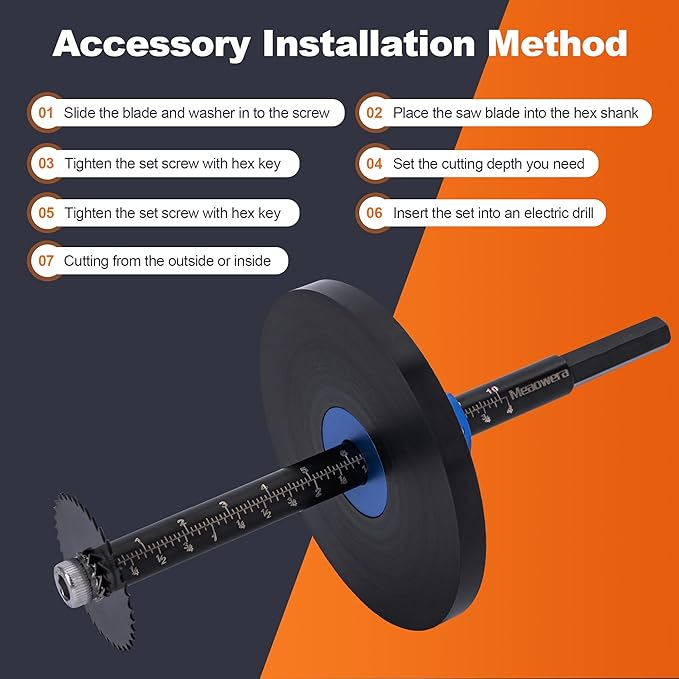 MeaoweraPVC Pipe Internal Cutter Set – 360° Rotating Pipe Cutting Tool with Adjustable Depth Gauge, 5 Blades, 2 Mandrels & 2 Hexagonal Handles, Portable Internal Cutter for PVC/ABS Pipes