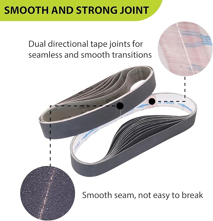Taokyid 18 Pack 1-1/2 x 30 Inch Sanding Belts, 1.5 x 30 Silicon Carbide Sanding Belts, 3 Each of 120 240 400 600 800 1000 Grits Sander Belts for Knife Sharpening and Metalworking