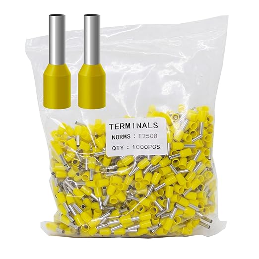 Fidioto AWG14 Wire Ferrules Terminals Kit, 1000pcs AWG14 Wire Insulated Cord Pin Ends Terminals for Electric, Industrial, Chemical Industry, Power Control System, etc. (Yellow-1000PCS-14AWG)