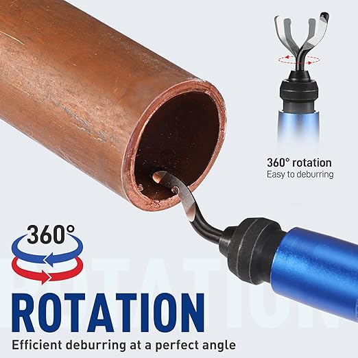 WORKPRO Deburring Tool with 11 Extra High Speed Steel Swivel Blades - 360 Degree Rotary Head Deburring Tool for Metal, Resin, Aluminum, Copper, Plastic, 3D Printing, Wood