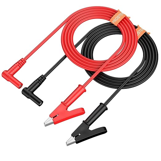Proster 4mm Banana Plug to Alligator Clip - 15A 1000V Pure Copper Flexible Electrical Test Cable One Meter for Multimeter Electrical Clamp Meter Testing