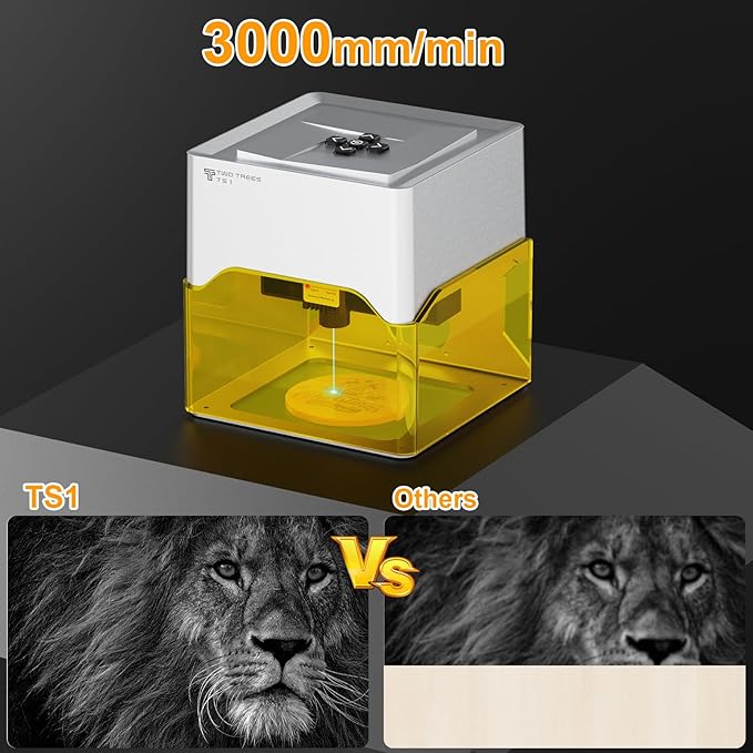 Laser Engraver Machine TS1, 3W Mini Laser Engraving Machine for Wood Leather Acrylic, LightBurn Compatible, Precision DIY Engraving Tool for Home