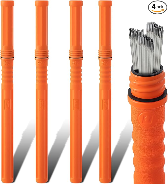 Tandefio 4 Pcs Welding Rod Storage Tube 40 Inch Tig Rod Storage Canisters Welding Electrode Holder Airproof Waterproof Container(Orange)