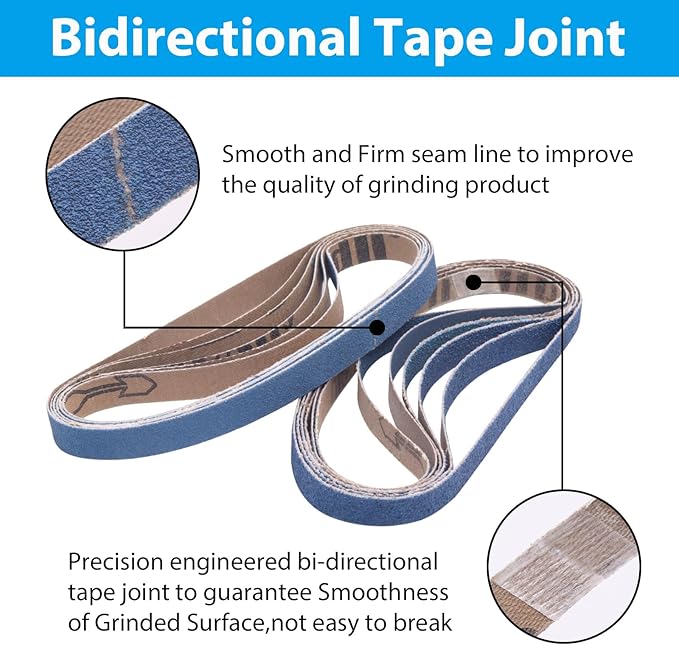 36 Pcs 1/2 x 18 Inch Sanding Belts for Metal, 1/2x18 Zirconia Belt Sander Sanding Belts, 6 Each of 40/60/80/100/120/240 Assorted Grits Sanding Belts for Air Belt Sander