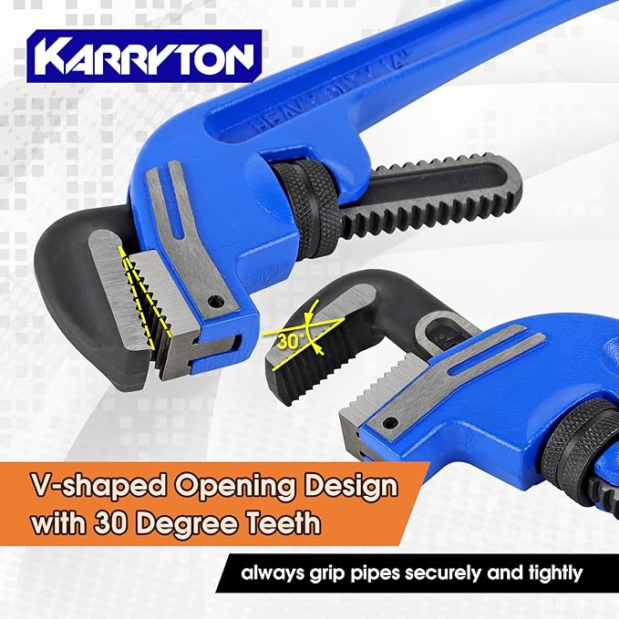 14 Inch End Pipe Wrench, Jaw Opening 2.75"/70mm Adjustable Cast Iron offset Handle Plumbing Wrench, Perfect Plumbers Tool for Oil Field, Plumbing, Auto Repair, Construction and Mechanics