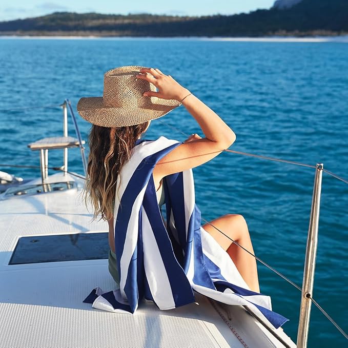 Dock & Bay Beach Towel - Quick Dry, Sand Free - Compact, Lightweight - 100% Recycled - Includes Bag - Set of 4 - Blue Hues, Large (160x90cm, 63x35)