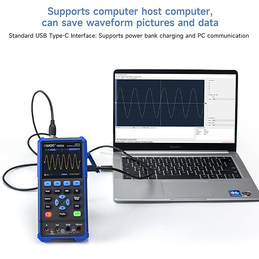 OWON Handheld Oscilloscope, Digital Multi Functional Oscilloscope Multimeters,20000 Counts Portable 2 in 1 Universal Test Instrument, with 3.5 inch LCD Screen Display 2CH 25Mhz Bandwidth HDS25