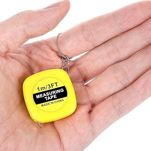 Grevosea 12 Pieces Mini Tape Measure Keychains, 2 Inch Functional Small Tape Measures Keychains with Stable Slide Lock Pocket Portable Tape for Birthday Party Favors Gift Bag Fillers Prize 1 m/ 3 Ft