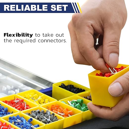 haisstronica Wire Ferrules Connectors Kit - 5000PCS AWG22-7 12 Sizes Pin Terminal Ends Assorted in Package, Insulated Cord Pin Ends Ferrule Connectors Used for Crimp in Wiring Electrical Projects