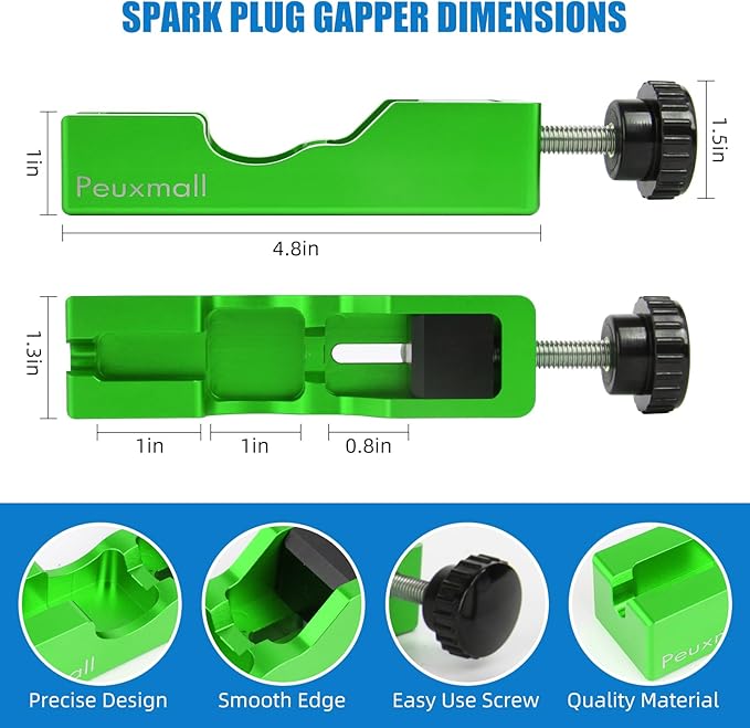 Spark Plug Gap Tool, Spark Plug Gapping Tool with 32 Blade Steel Feeler Gauge, Universal Spark Plug Gap Tool for Most 10mm 12mm 14mm 16mm Spark Plugs (Green)