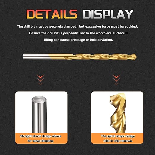 Drill Bit, 11/64" Cutting Diameter (4.366mm), 4241 HSS TiN Coated 118° Cutting Angle Versatile Jobber Bits - (Applications: for Drilling Plastic Wood Soft Thin Metal), 10-Pieces