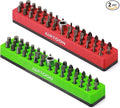 AIRTOON 2PCS 1/4" Magnetic Hex Bit Holder, 43 Holes Bit Storage with Strong Magnetic Base, Magnetic Screwdriver Bit Organizer, Red and Green