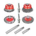 9 Pack Wire Wheel Brush kit with 5/8"-11 Thread Grinder Extension Rod & Drill Adapter,4" & 3" Wheel Cup Wire Brushes(Wire Wheel Set with Grinder Extension Rod & Drill Adapter)