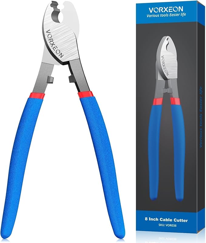 Wire Cutters Pliers 8-Inche Cable Cutter High Leverage Cutters for Aluminum, Copper, Communications and Ethernet Cable