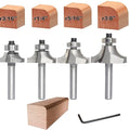 4Pcs Roundover Router Bits,Radius -3/16",1/4",5/16",3/8" Edge Forming Router Bit Set,1/4 Inch Shank,Corner Rounding Router Bits,for Round Trimming,with Ball Bearing Guide