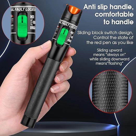 Moocci Visual Fault Locator Fiber Optic Tester - VFL Fiber Optic Cable Tester Meter with FC to LC Adapter - Tools Tester Kit for LC/FC/SC/ST, Network Cable Test