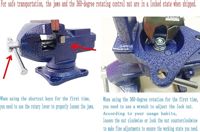 MYTEC Bench Vise or Table Vise, multifunctional jaw, multi-functional Combined Vise with Quick Adjustment, Universal Rotate 360° Work Clamp-On Vise, 3.3" blue