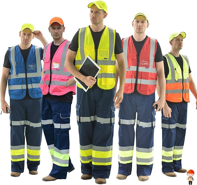 A-SAFETY Purple High visibility vest,Reflective Safety Vest Workwear 7 Pockets Hi Vis Durable Vest with Reflective Tapes 4 Lower Pockets