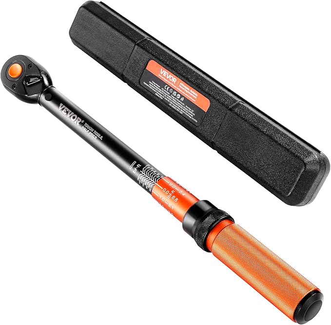 VEVOR 1/2-inch Drive Torque Wrench, 10-170 ft.lb/13.6-230.5 Nm, Dual-Direction Adjustable 72 tooth Click Torque Wrench with Buckle for Bicycle, Moto and Car Maintenance