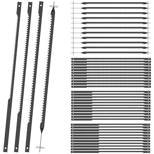 48Pcs Scroll Saw Blade Pin End Set Compatible with MS20 MS20-01 MS51-01 High Carbon Steel 4inch Woodworking Metal Cutting Scroll Saw Blade Assortment Kit 15TPI 18TPI 24TPI for Wood US