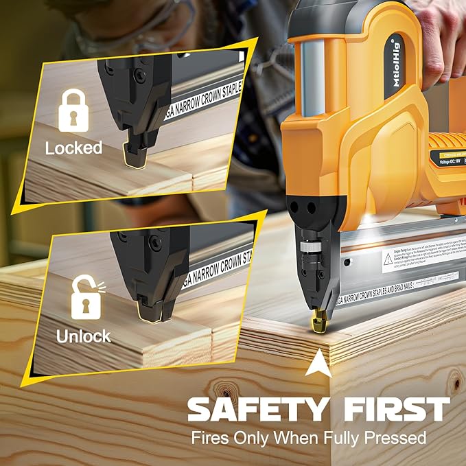 Cordless 2" Brad Nailer for Dewalt 20V Battery (No Battery), 2-in-1 Electric Nail Gun/Staple Gun, 18 Gauge Nail Gun Battery Powered with 1000 Nails for Wood Carpentry, Adjustable Depth, 2 Modes
