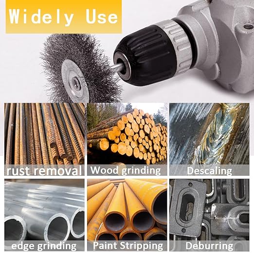 3PC Brass Coated Wire Wheel Brush Kit for Drill, Crimped Cup Brush with 1/4-Inch Shank,0.13mm Coated Brass Wire Brushes, for Fast Removal of Rust, Paint and Scale from Metal and Wood