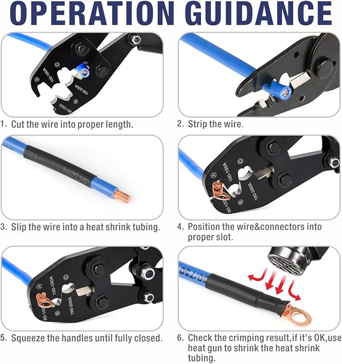 iCrimp IWS-8200A Battery Lugs and Open Barrel Connectors Crimping Tools works with Wire AWG 9-2