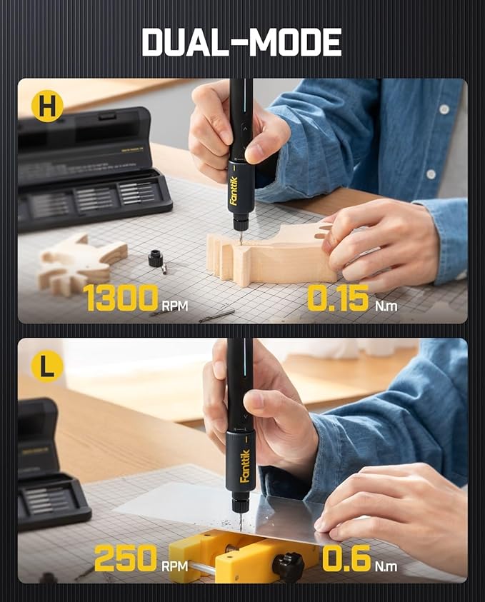 Fanttik K2 Nano Power Drill, Mini Precision Drill, Hand Drill, 20 Drill Bits, 800mAh Rechargeable, Tool Kit for DIY Projects, Shells, Plastic, Jewelry, PCB, Aluminum Plate
