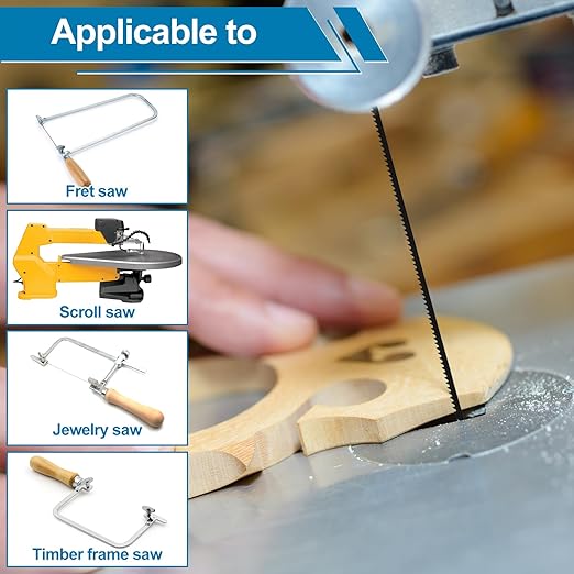 5 Inch Scroll Saw Blades, 40pcs Pin End Scroll Replacement for 3921 3922 SK5, High Carbon Steel Coping Saw Blade 15TPI Metal Cutting Scroll Saw Blade Kit for Wood Metal Plastic