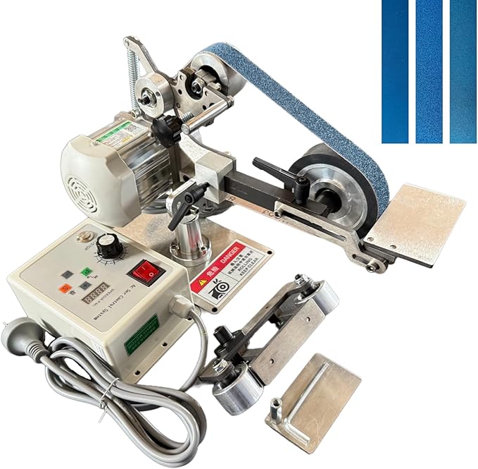 Belt Sander, 30 x 1-Inch VariableVariable Speed Belt Polisher with VFD, 110V 550W Electric Grinding Machine with 2 Grinding Moulds & 3 PCS Sanding Belts for Metalworking, Knife Making