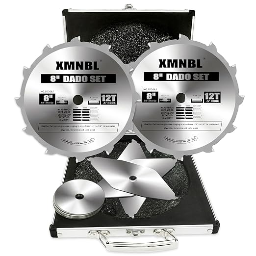 8 Inch Stacking Dado Blade Set,Replace for Freud 8" Dado Set,Compatible with SawStop,Jet,Dewalt,Bosch 8 Inch & 10 Inch Table Saw,Grooves from 1/4" to 7/8" Inch,5/8 Arbor,16 Pieces