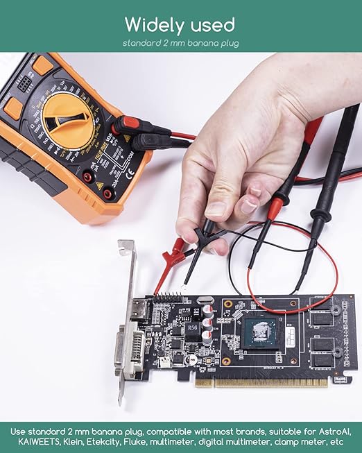 Multimeter Test Hook Clip, Mini SMD Grabber Test Clip with Lead to 2mm Jack Socket, Test Lead Minigrabber for Logic Analyzer