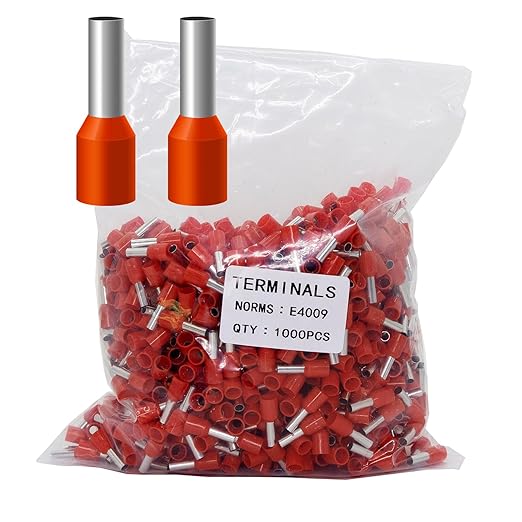Fidioto 1000pcs AWG12 Terminal Connector Wire Insulated Cord Pin Ends Terminals for Electric, Industrial, Chemical Industry, Power Control System, etc. (Red-1000PCS-12AWG)