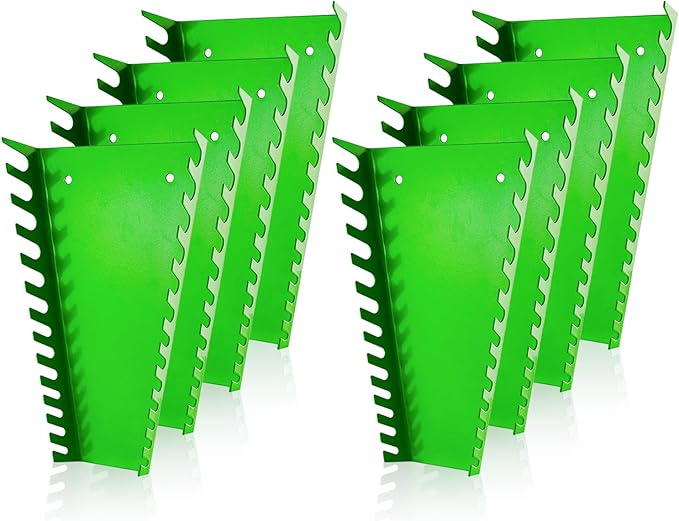 ALOANES 104-Slot Metal Wrench Organizer, Heavy Duty Wrench Organizer Tray for Tool Box, Fit SAE & Metric Wrench Storage, 8 Pack Wrench Holders(Green)