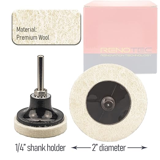 40 Pcs 2 Inch Wool Disc, Premium Compress Wool, Cleaning & Polishing, on Metal Polishing, 1 Pc Holder Include