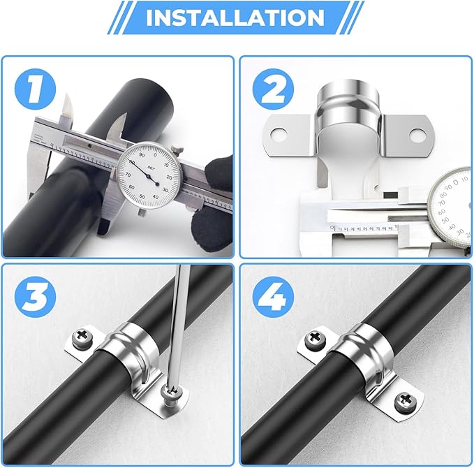 24Pcs 2 9/16 Inch (65mm) 304 Stainless Steel Conduit Clamps, U-Tube Strap Pipe Clamp 2 Hole Strap U Bracket Rigid Pipe Metal Conduit Strap Tension Clips U-tube Clamp