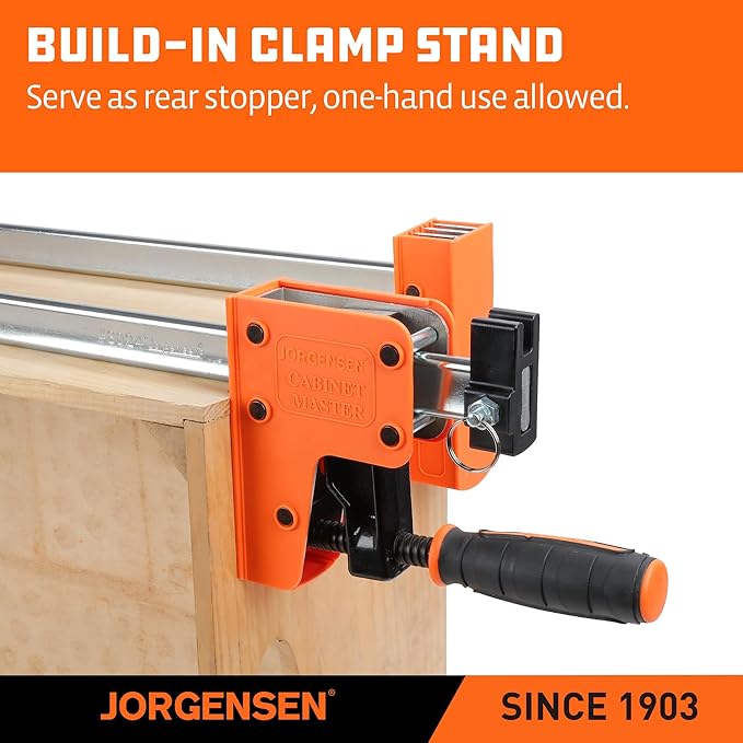 Jorgensen 18” Bar Clamp Set, 2-pack 90° Parallel Clamp Cabinet Master, Steel Jaw Bar Clamp for Woodworking, 1500 lbs load Limited