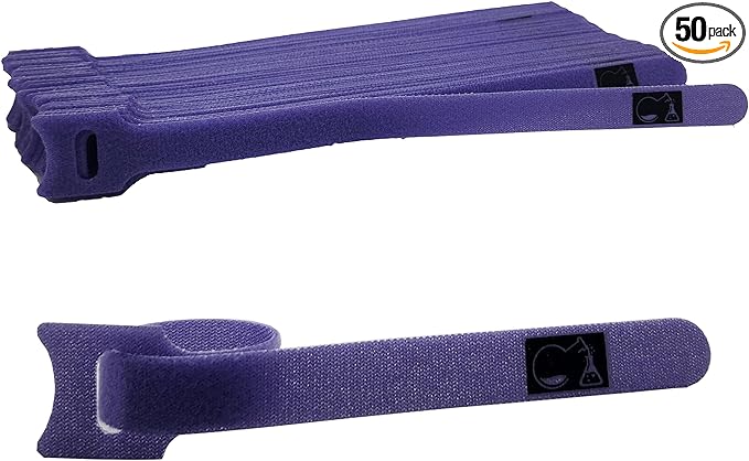 CableLock Cable Ties - 50 Pack - 8 Inch Reusable Cord Organizers - Clean Cable Management for Gaming and Home Office (Lavender)