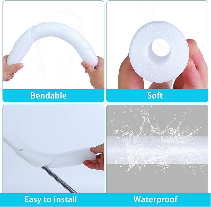 4 Pack Pipe Insulation Foam Tube, 15.74 Inch White Pool Noodles Foam Snake Pipe Wrap Protection Multi-Purpose Soft Foams Tubing for Winter Water Pipes and Outdoor Indoor Swimming Pool Handle