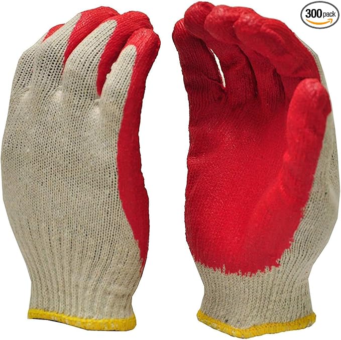 Generic 300 Pairs Red Palm Latex Dipped Work Gloves - Cotton Polyester Shell Safety Protection Gloves - Nitrile Coated - Made in Korea