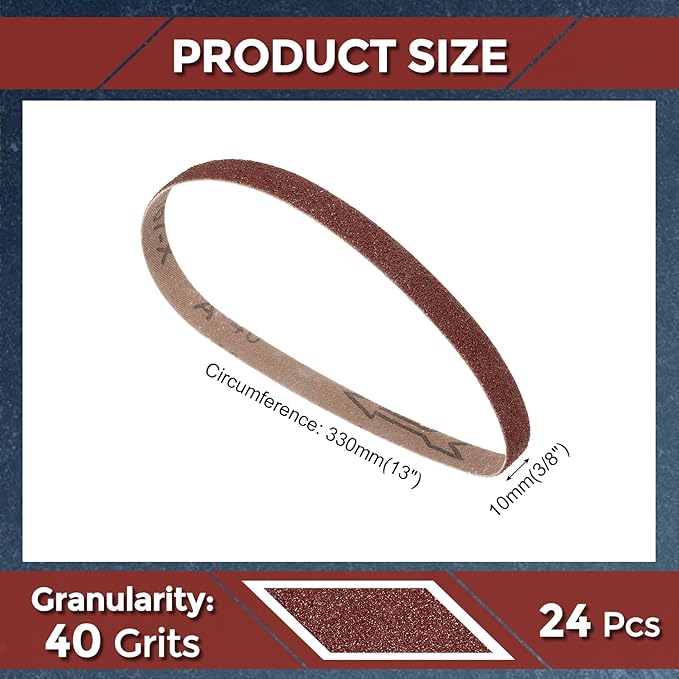 24 Pcs Sanding Belts 3/8 x 13 Inch 40 Grit Aluminum Oxide Abrasive Sandpaper for Belt Sander Metal Grinding Wood Working Weld Rust Removal
